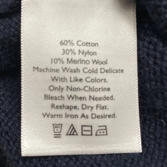 EDDIE BAUER - Navy Blue Wool Blend Fair Isle Nordic Full Zip Knit Hoodie Women M - Picture 6 of 6